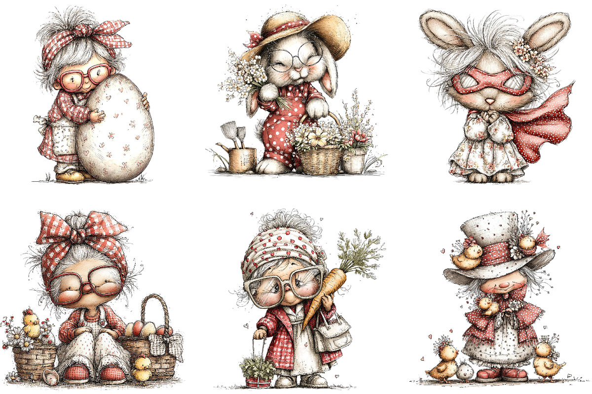 Whimsical Easter Funny Old Lady Clip, an Illustration by Designking (Photo 2 of 5)