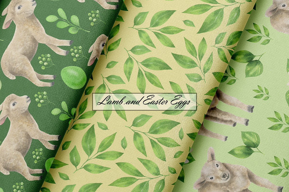 Watercolor Easter Seamless Patterns, an Illustration by OlDm_Shop (Photo 5 of 9)