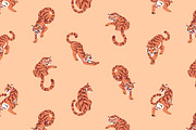 Tigers set + seamless pattern, an Animal Illustration by PaperTrident (Thumbnail 5 of 5)