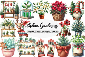 Christmas Indoor Gardening Clipart, an Illustration by Daily.Designs