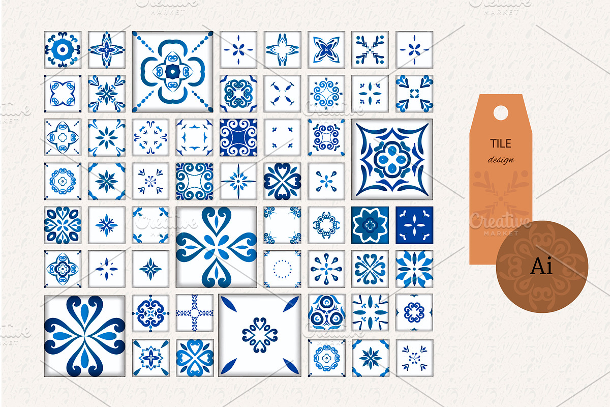 Azulejo Tile set of 54, a Pattern Graphic by DeMih (Photo 1 of 6)