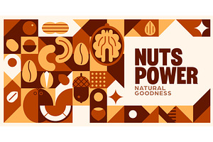 Natural nuts banner, a Food Illustration by Buch&Bee
