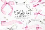 Watercolor Ribbons & Banners - PNG, an Object Graphic by PixelJungle (Thumbnail 1 of 4)