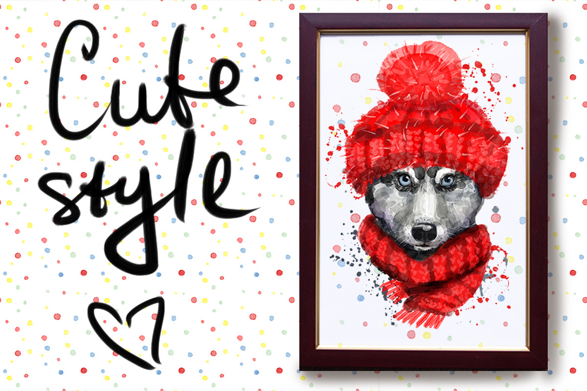 Digital watercolor cute husky, an Animal Illustration by art_mouse (Photo 3 of 6)