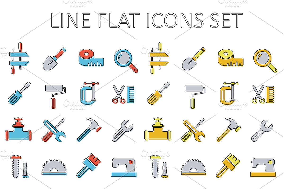 Line flat icon set, an Outline Icon by AlexZeL (Photo 4 of 4)