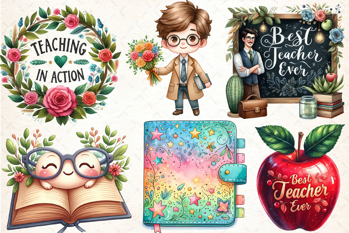 Best Teacher Ever Clipart PNG, an Illustration by DreamCafeArt (Photo 4 of 5)