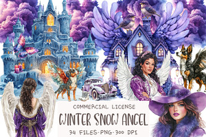 Watercolor Winter Snow Angel Clipart, an Illustration by OK Design