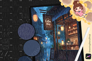 150 Procreate Rain Textures Brushes, a Brush Add-On by DrawingStoryShop