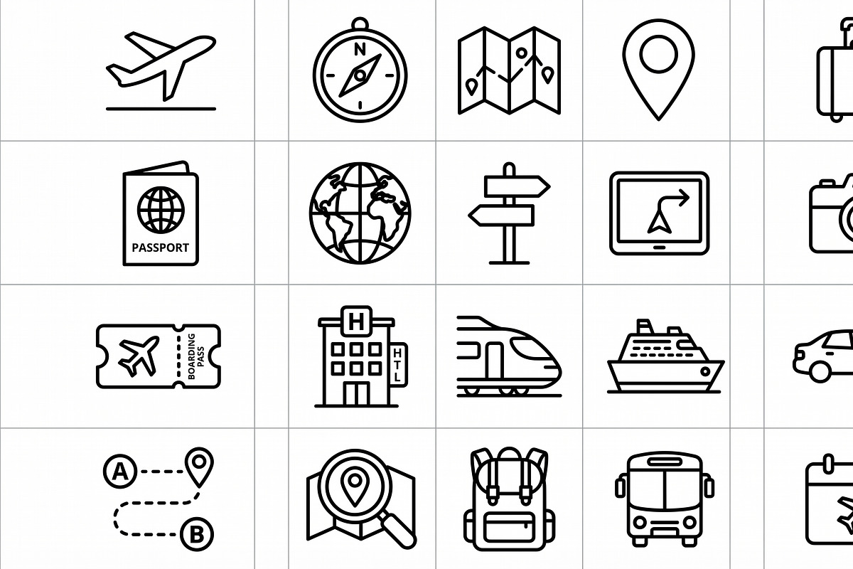 Bundles Travel Navigation Icon, an Outline Icon by adenpinkstore (Photo 1 of 18)