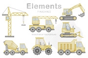 Construction Trucks watercolor set, a Transportation Illustration by Alisles (Thumbnail 2 of 16)