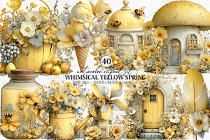 Whimsical Yellow Spring Clipart PNG, an Illustration by Canvas Craft