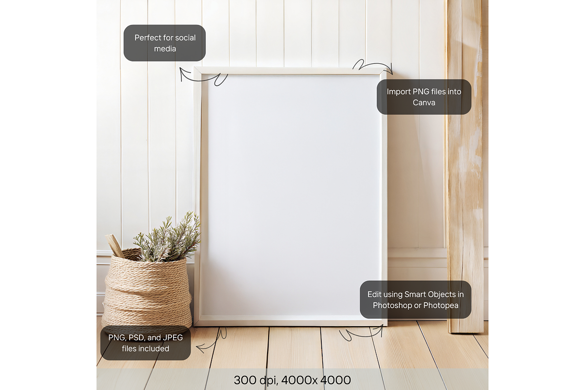 Minimal Frame Mockup, Rustic Decor, a Product Mockup by MockupWizard (Photo 2 of 5)