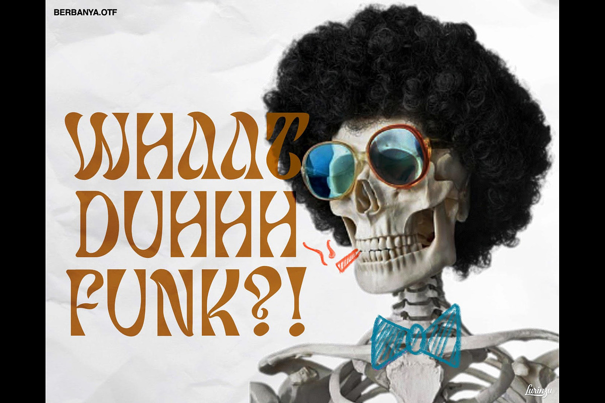 Berbanya - Funky Psychedelic Font, a Serif Font by Lurinzu Studios (Photo 6 of 11)