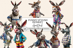 FUNNY STYLISH DONKEY CLIPART