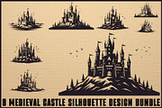 Medieval Castle Silhouette Bundle, an Illustration by Designs_River (Thumbnail 1 of 9)