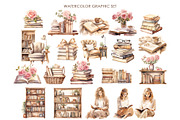 Watercolor reading book clipart., an Object Graphic by AquarelleSpace (Thumbnail 2 of 4)