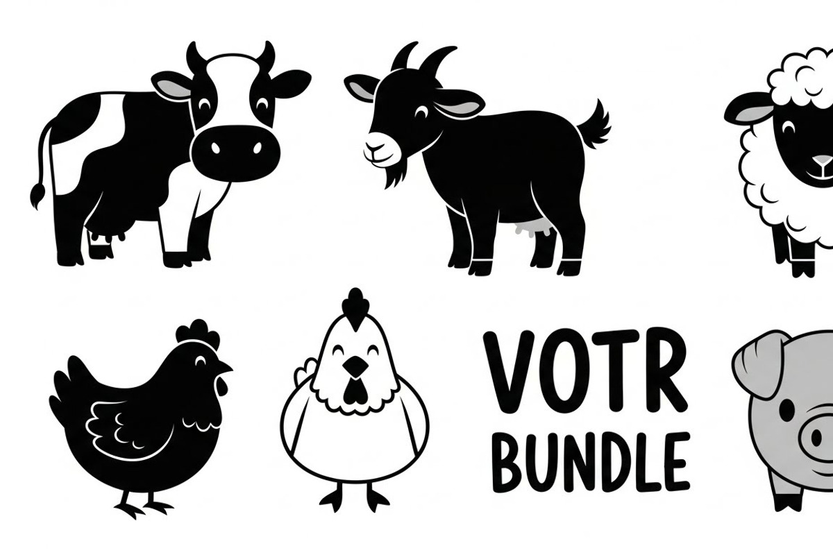 Cute Farm Animal Silhouette Bundle, an Illustration by hafijul (Photo 20 of 51)