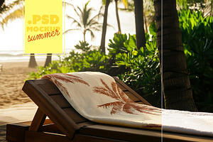 Towel On Wooden Lounger Mockup Beach, a Product Mockup by McLittle Stock