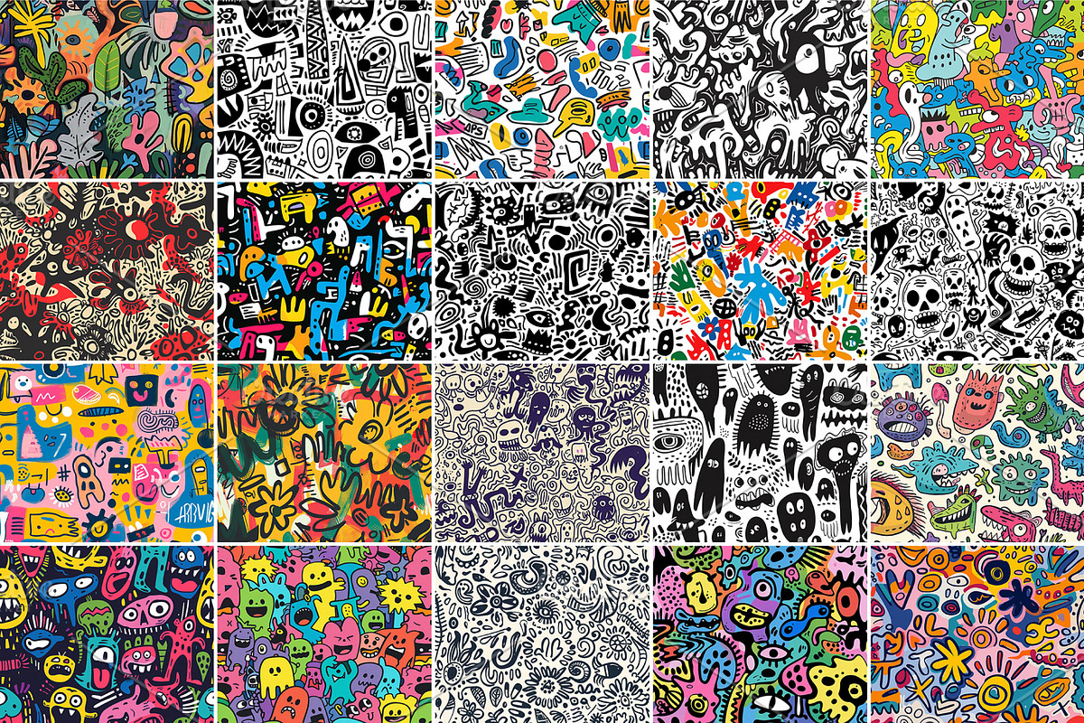 500+ Doodle Patterns bundle file, a Pattern Graphic by PremiumMockup