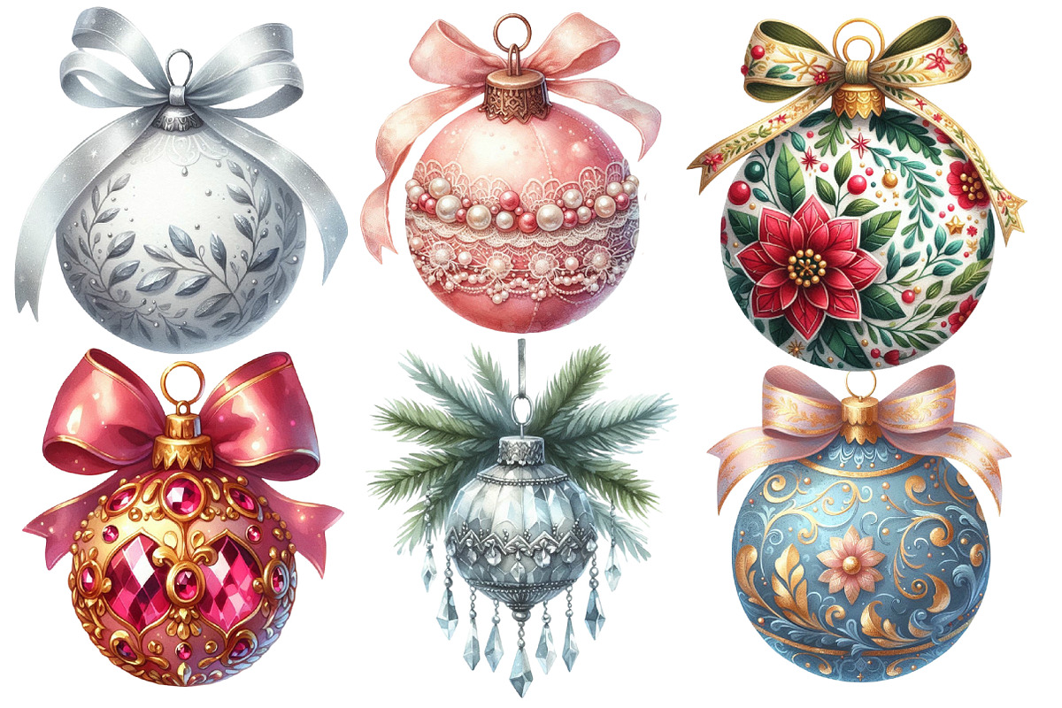 Victorian Christmas balls clipart, an Illustration by Designworld (Photo 4 of 6)