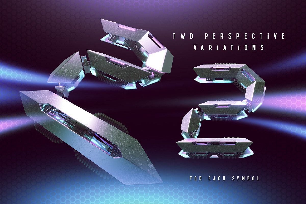 Cyber 3d lettering set, an Object Graphic by Gleb Guralnyk