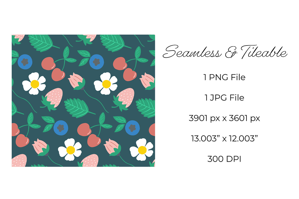 Peacocks & Berries Seamless Pattern, a Pattern Graphic by Painted Puffin Creative (Photo 5 of 5)