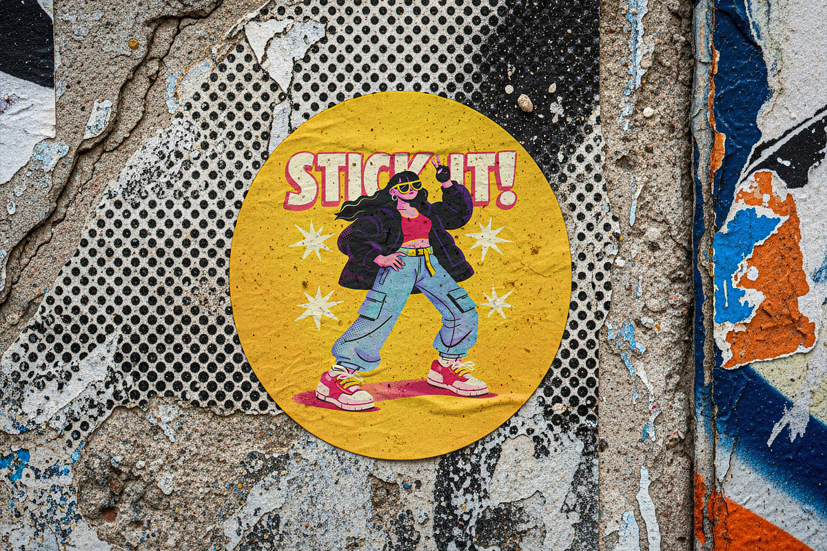 Urban Wall Sticker Mockup, an Advertising Mockup by Designer Dude (Photo 1 of 2)
