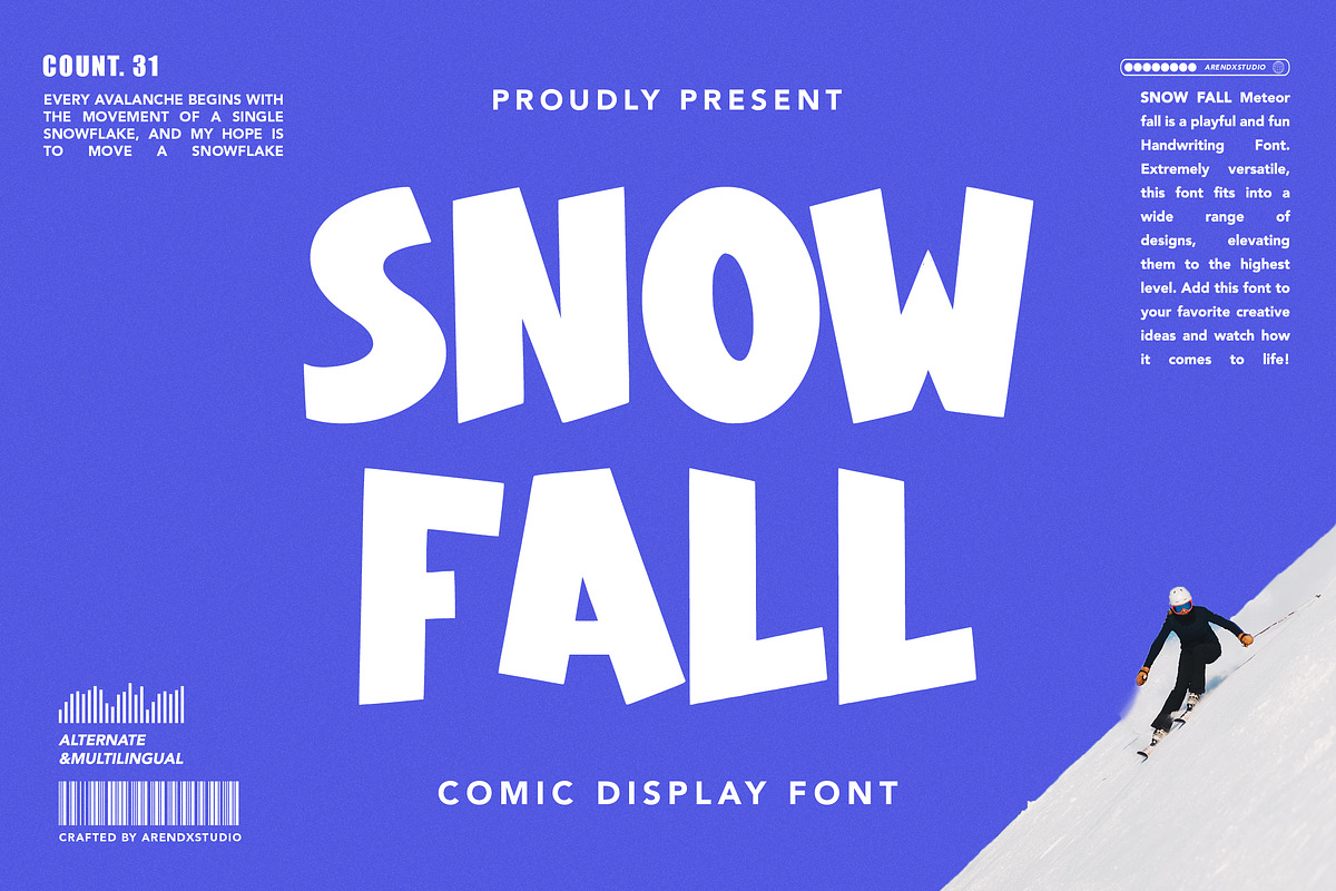 Snow Fall - Christmas Display Font, a Sans Serif Font by Arendxstudio (Photo 1 of 9)