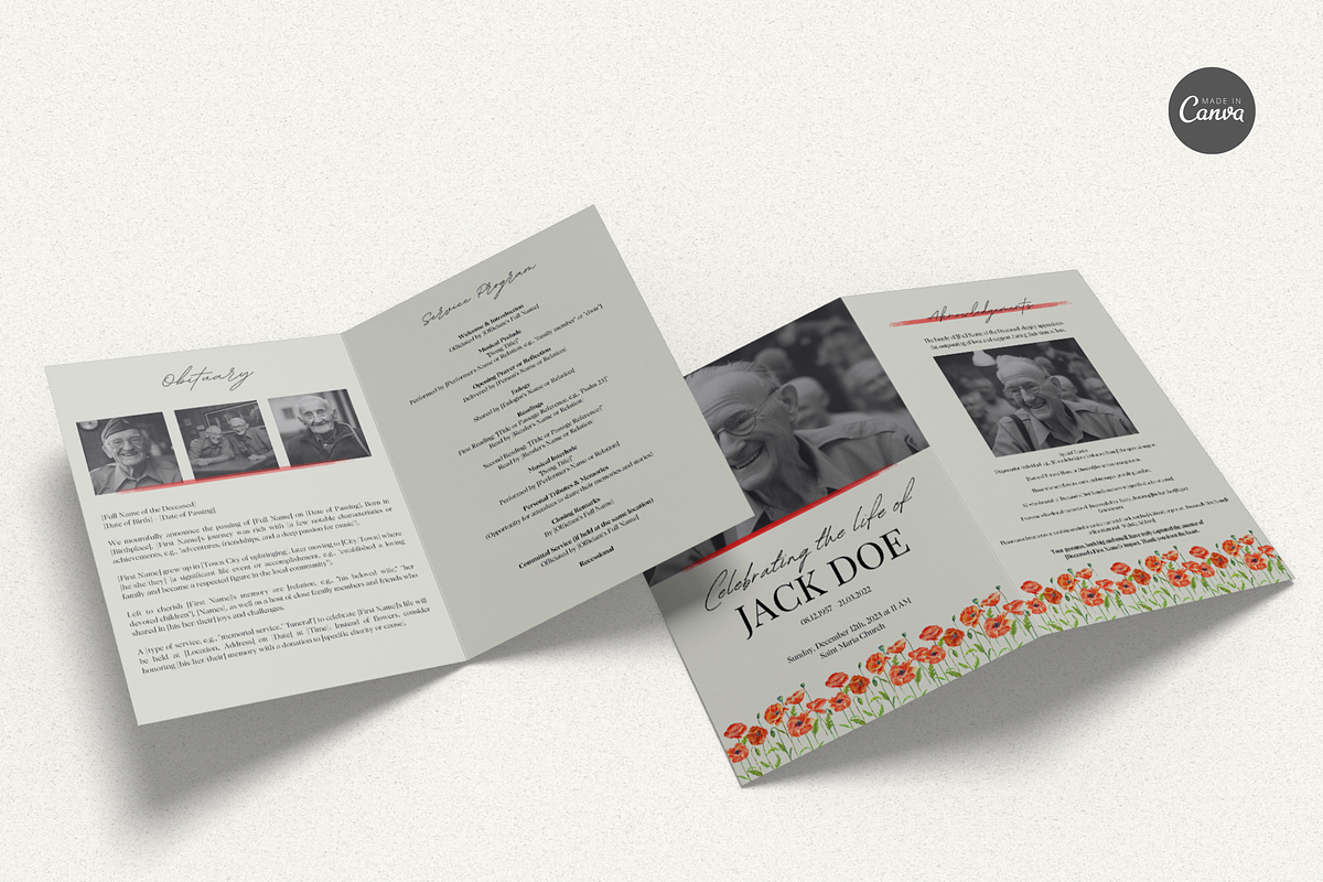 Funeral Program Template I Canva, an Invitation Template by The Social Stuff (Photo 3 of 10)