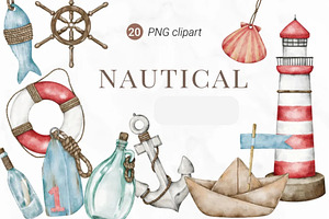 Watercolor Nautical Clipart, an Illustration by Stellalunarts