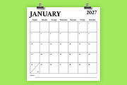 2027 Square 12x12 Calendar Template, a Stationery Template by Running With Foxes (Thumbnail 1 of 5)