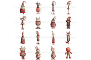 Quirky Christmas Clipart Characters, a Seasonal Illustration by Nicole Branger Art (Thumbnail 6 of 21)