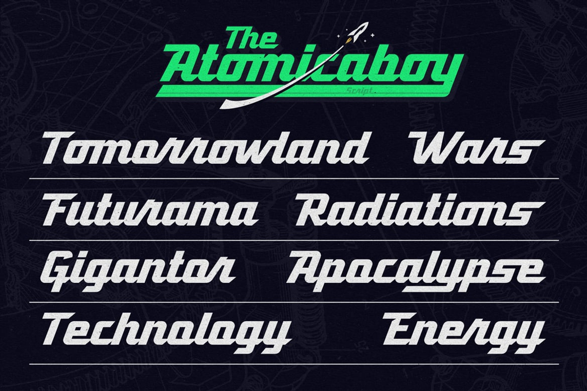 Steampk - Atomic Geometric Script, a Script Font by Luna Shop (Photo 4 of 7)