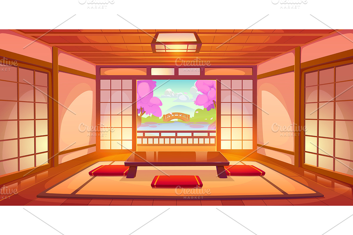 Japanese ryokan room interior, a Decorative Illustration by Seavector Studio (Photo 1 of 3)