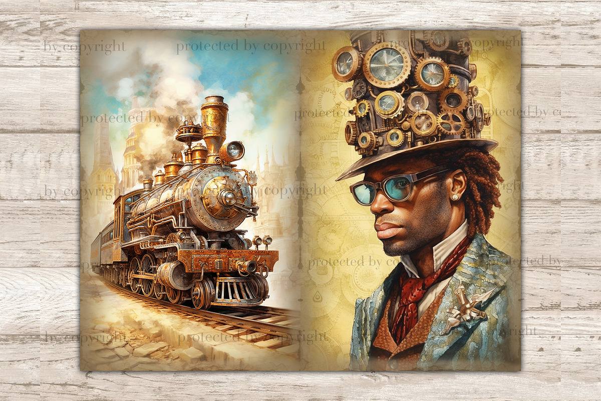 Steampunk Junk Journal Paper, a Person Illustration by GlamArtZhanna (Photo 5 of 9)