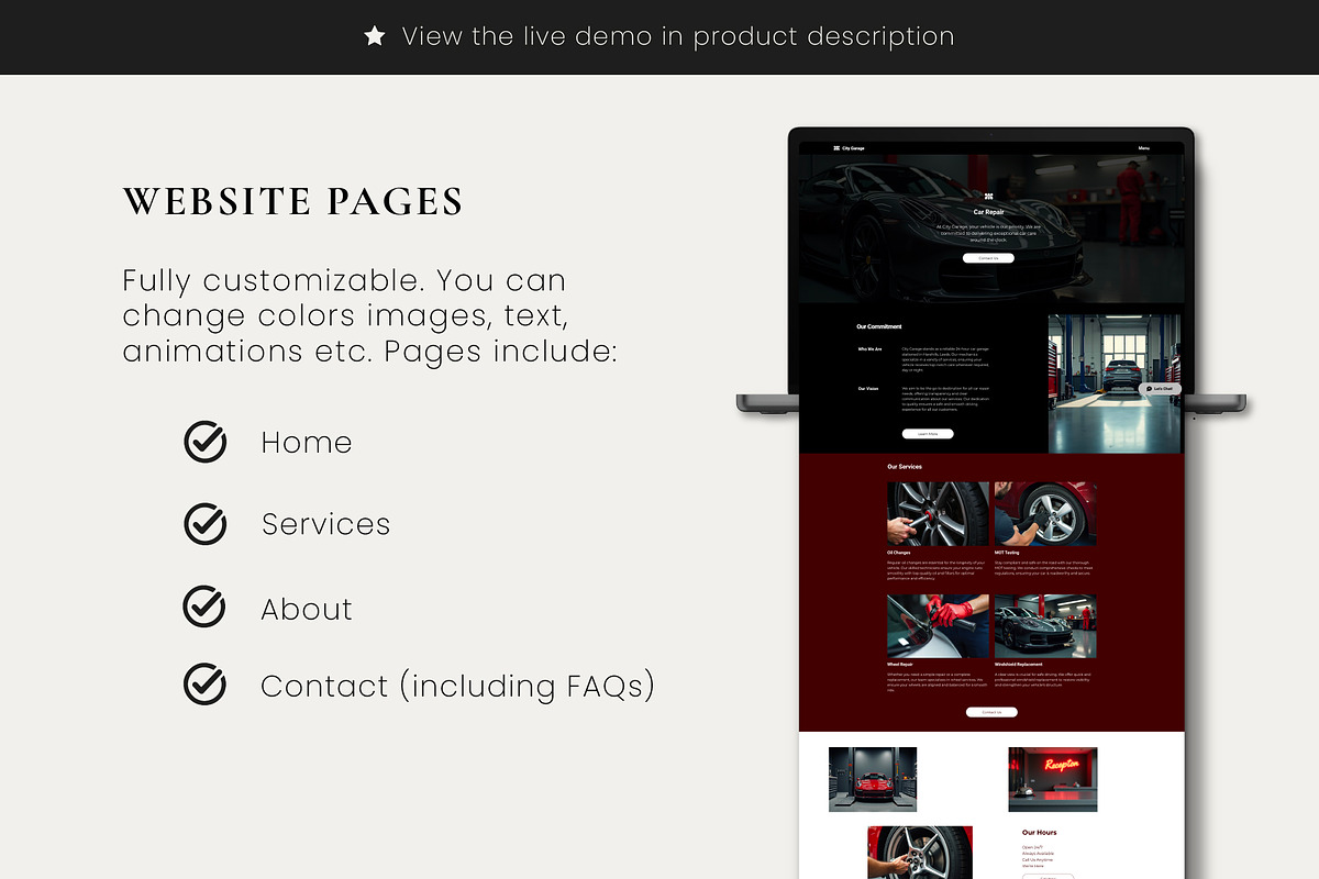 Wix Car Mechanic, Car Repair Website, a Wix Template by Sky Dore Design (Photo 2 of 11)