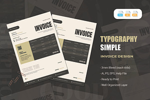 Typography Simple - Invoice, a Print Template by AQR Studio