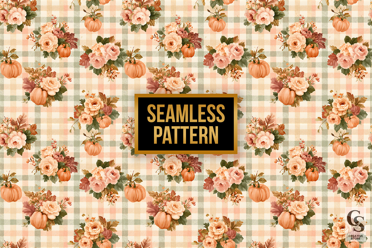 Autumn Shabby Chic Flowers Pattern, a Pattern Graphic by Creative Store (Photo 4 of 5)