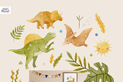Watercolor Dinosaur clipart patterns, an Animal Illustration by tatiletters (Thumbnail 4 of 11)