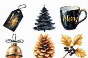Christmas Black & Gold Clipart, an Illustration by Craft Nest (Thumbnail 5 of 6)