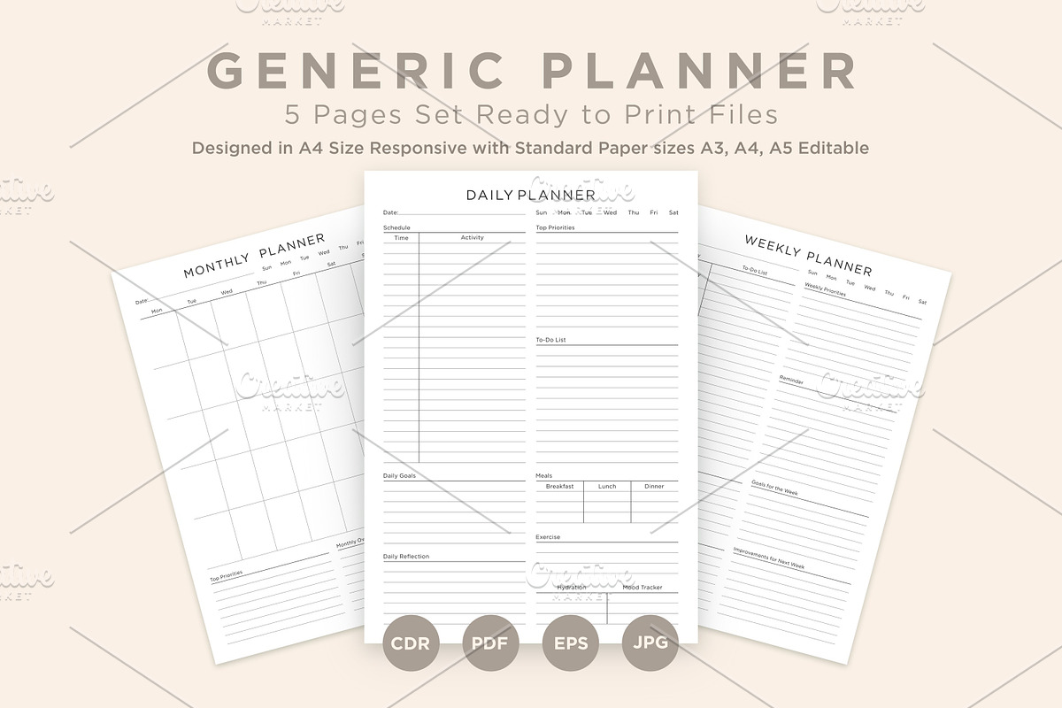 Generic Planning Pages Set V-01, a Stationery Template by shahsoft (Photo 1 of 3)