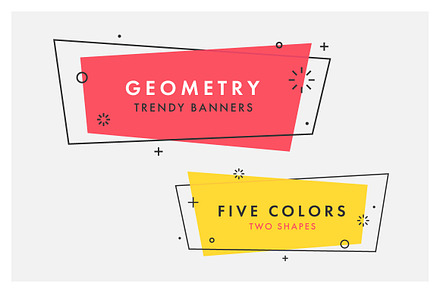 Set of flat geometric banners