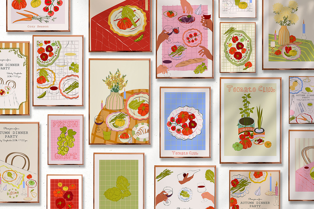 Tomato Club. Fall Harvest Wall Art, a Seasonal Illustration by Mio Buono (Photo 4 of 13)