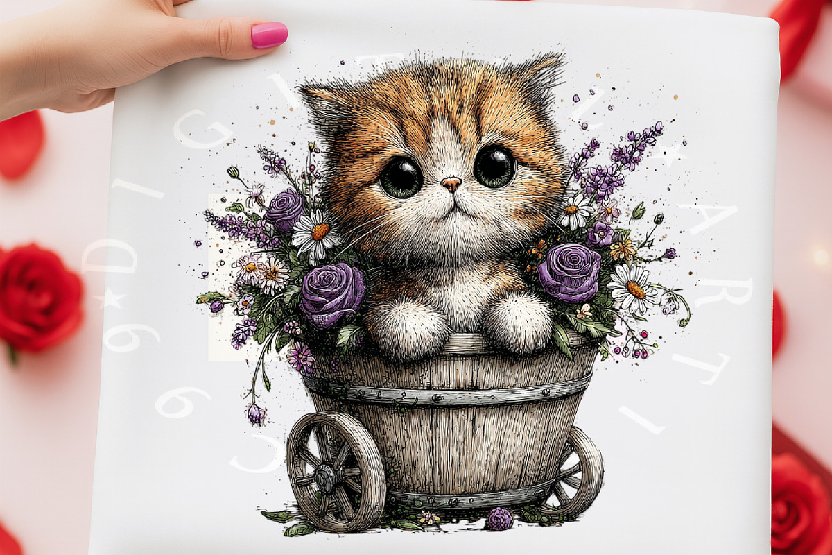 Whimsical Baby Kitten Clipart Bundle, a Transportation Illustration by Digital Artistic99 (Photo 4 of 7)