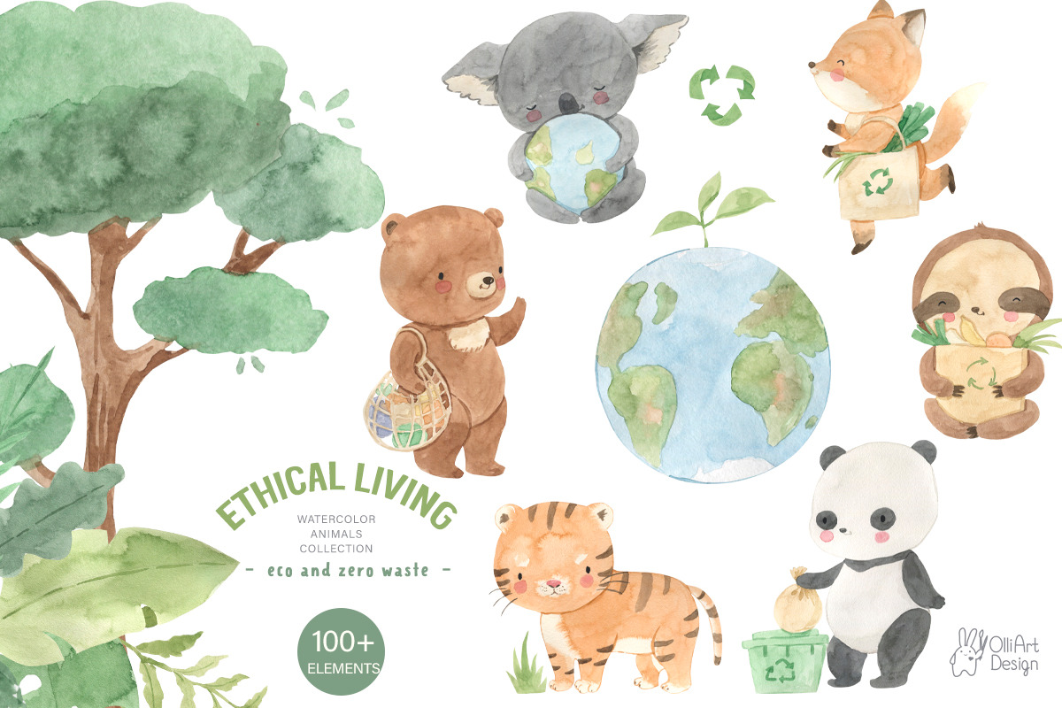 Kids BUNDLE. Watercolor, an Animal Illustration by OlliArtDesign (Photo 18 of 22)