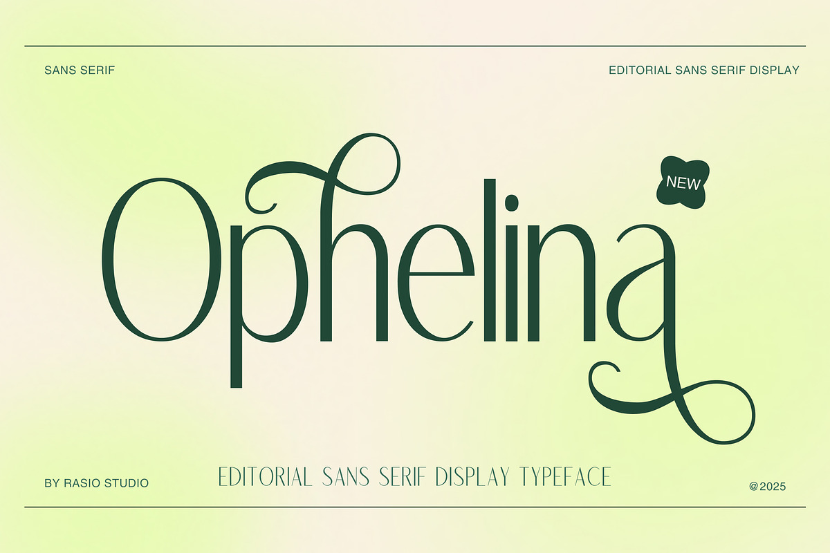 Ophelina Sans Serif Typeface Font, a Sans Serif Font by Rasio Studio (Photo 1 of 7)