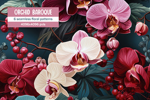 Orchid Tropical Patterns Set