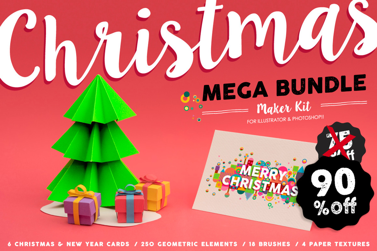 90% OFF: Christmas MEGA BUNDLE Set, a Texture Illustration by Cienpies Design (Photo 1 of 5)