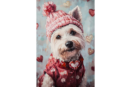 Westie Dog Art in Cozy Pink Look