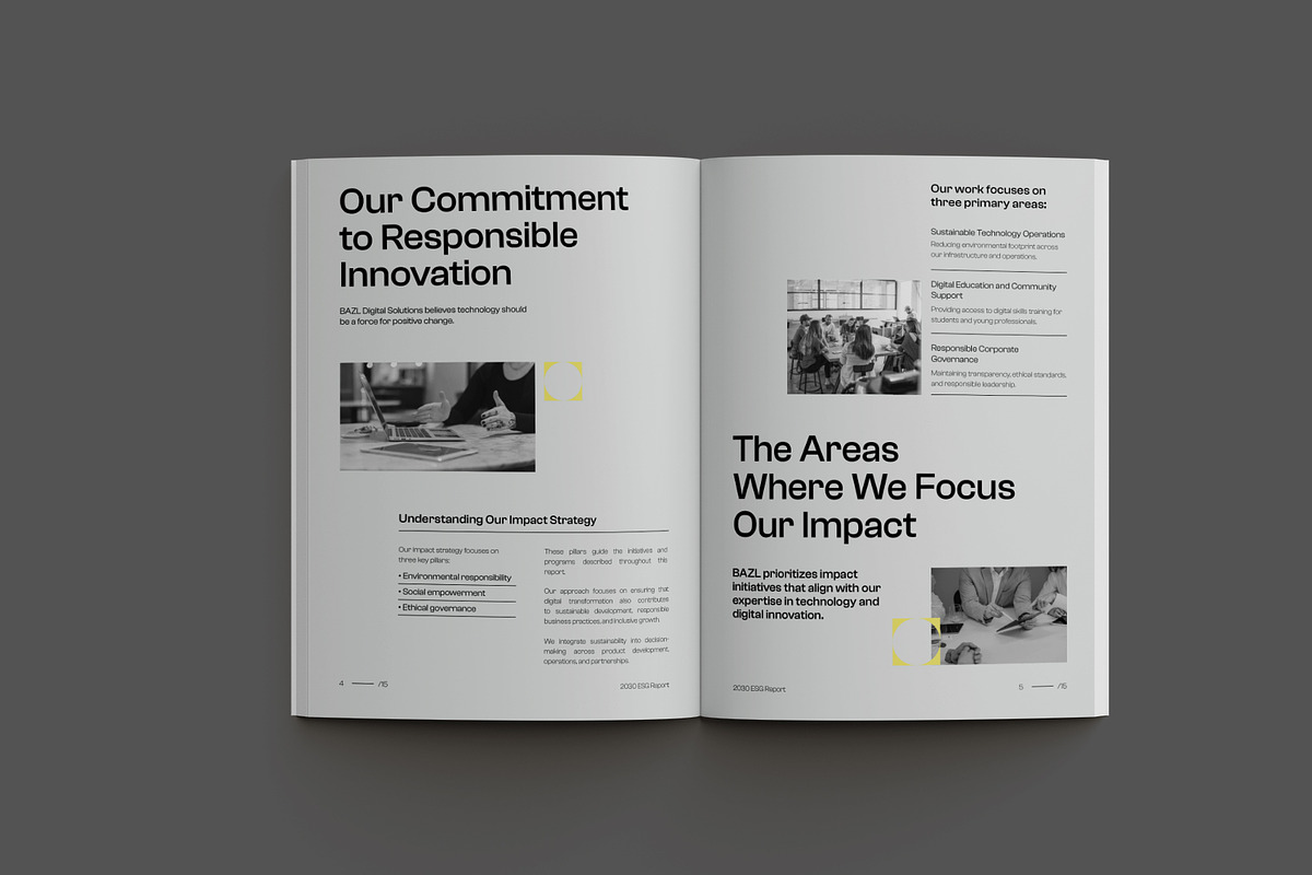Gray Minimal ESG Impact Report, a Brochure Template by Neermana (Photo 2 of 11)